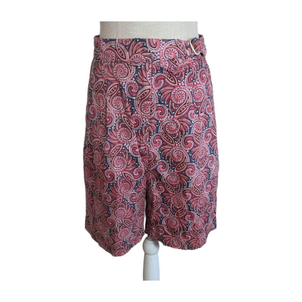 Vintage 90s Guess Red Paisley Bermuda Walking Shorts
